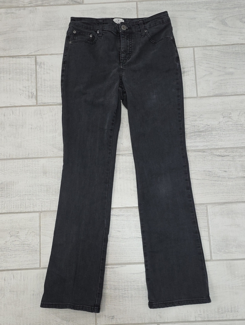 St John's Bay Women's Size 4 Black Jeans Bootcut Leg Stretch Casual